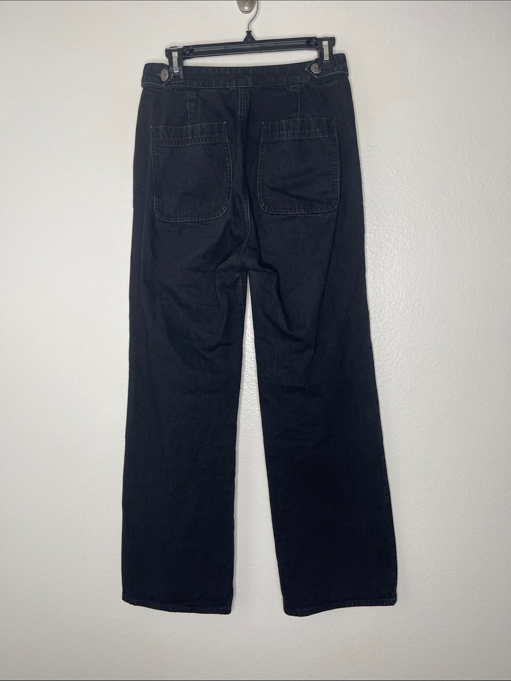 James Perse Women Wide Leg‎ Jeans Side Button Slash Pockets Black Pants Size 27 - Picture 3 of 5